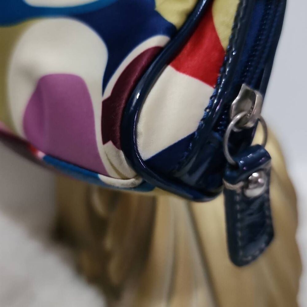 Coach Multicolor Scarf Print Satin Cosmetic Pouch Travel Case Y2K - Picture 6 of 7